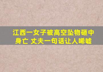 江西一女子被高空坠物砸中身亡 丈夫一句话让人唏嘘